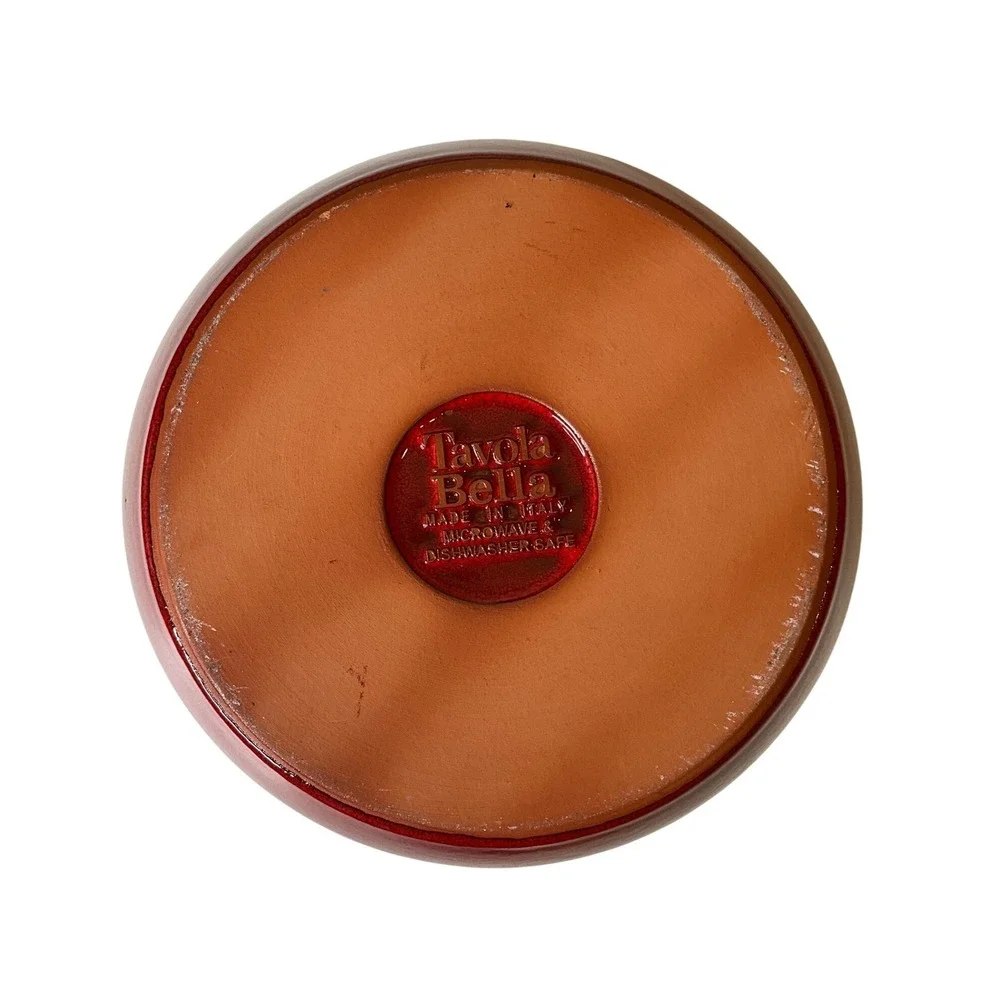 Tavola Bella Terracotta Pottery Stonewear Red Glazed Crock Pot Bowl Planter